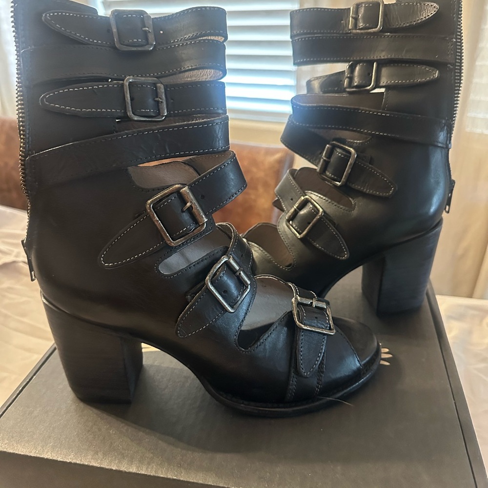 Freebird Black Ankle Boots with Buckle Straps - Picture 3 of 4